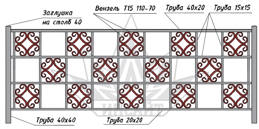 Вензель Т-15 110-70 в газонных ограждениях 1