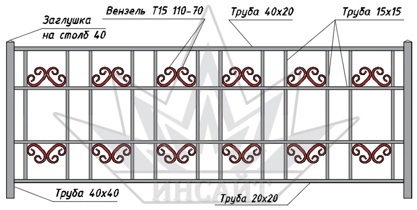 Вензель Т-15 110-70 в газонных ограждениях