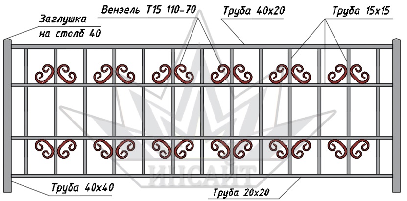 Вензель Т-15 110-70 в газонных ограждениях 2