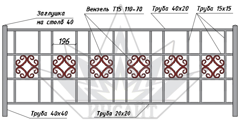 Вензель Т-15 110-70 в газонных ограждениях 04