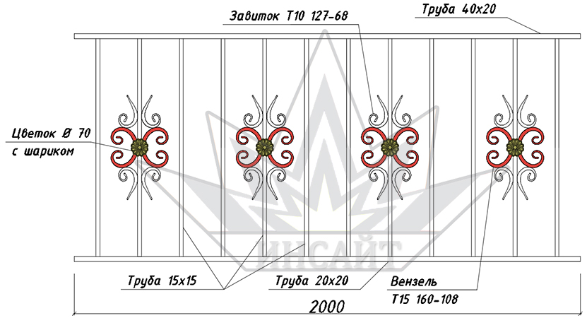 Вензель Т-15 160-108 в газонных ограждениях