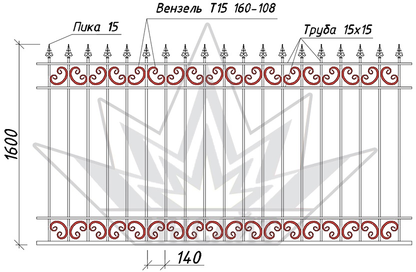 Вензель Т-15 160-108 в заборах