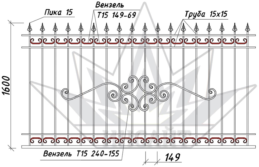 Вензель ТП15 149-69 в заборах