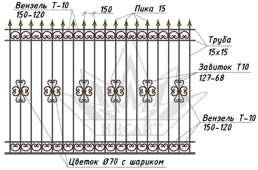 Вензель Т10 150-120 в заборах