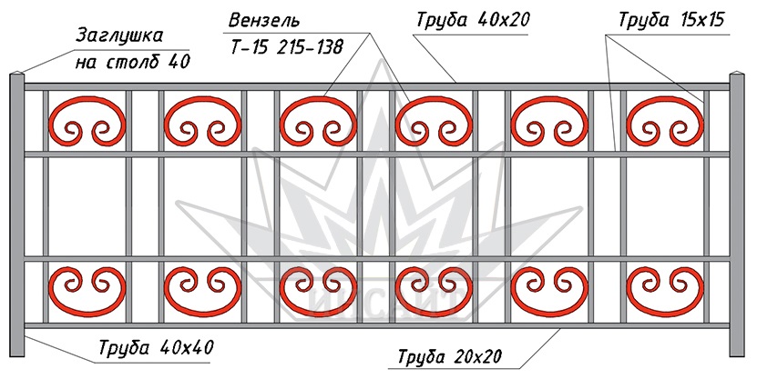 Вензель Т15 215-138 в газонных ограждениях