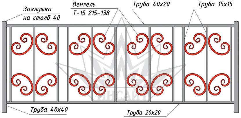 Вензель Т15 215-138 в газонных ограждениях 00