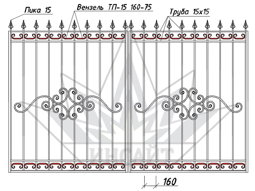 Вензель ТП-15 160-75 в воротах