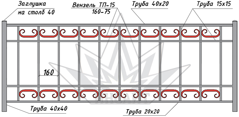 Вензель ТП-15 160-75 в газонных ограждениях