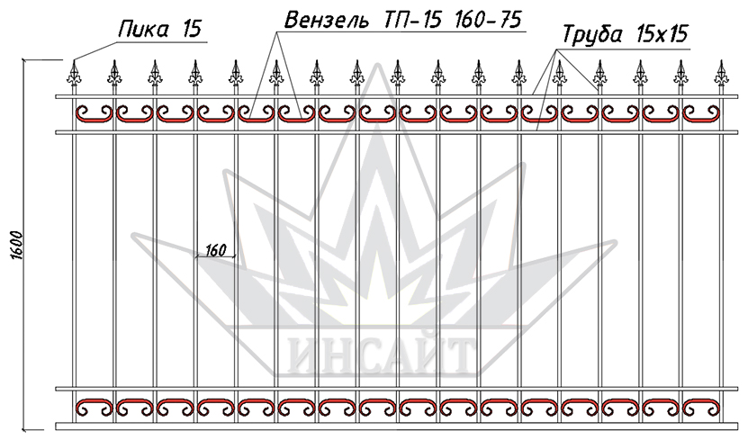 Вензель ТП-15 160-75 в заборах