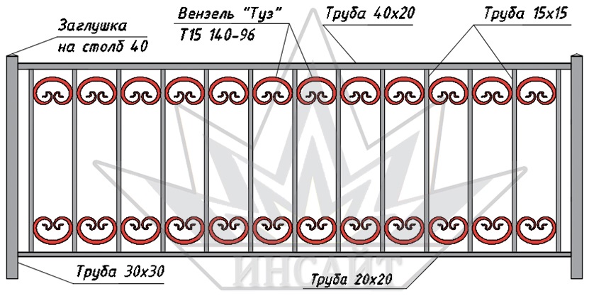 Вензель Туз Т-15 140-96 в газонных ограждниях