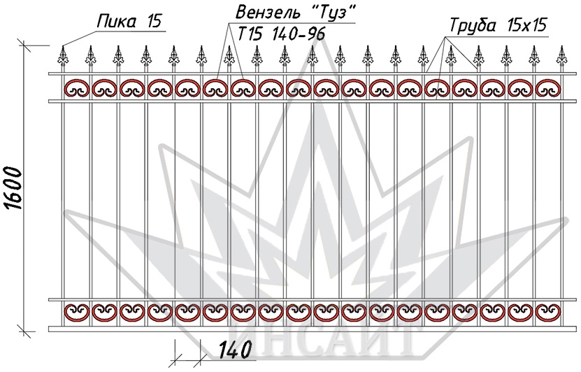 Вензель Туз Т-15 140-96 в заборах