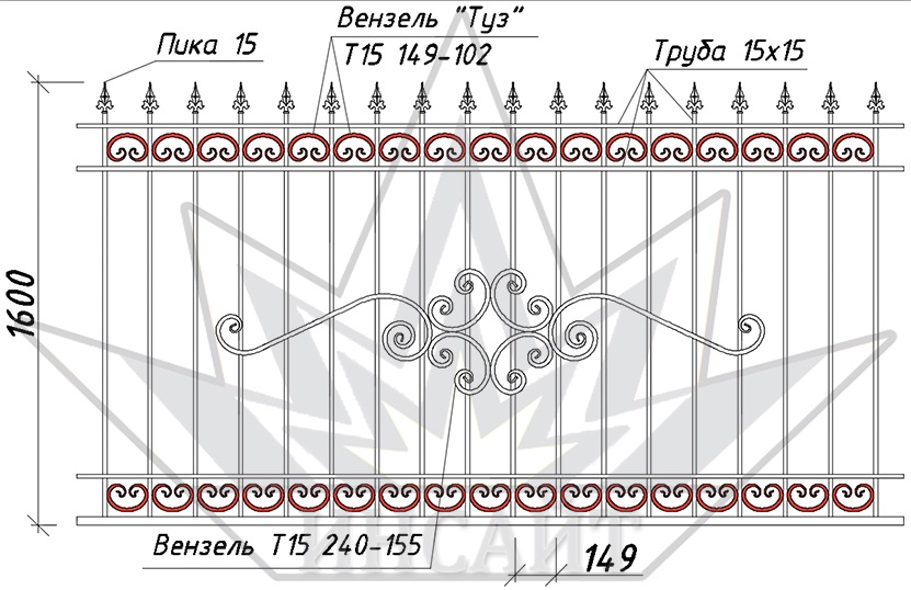 Вензель Туз Т-15 149-102 в заборах