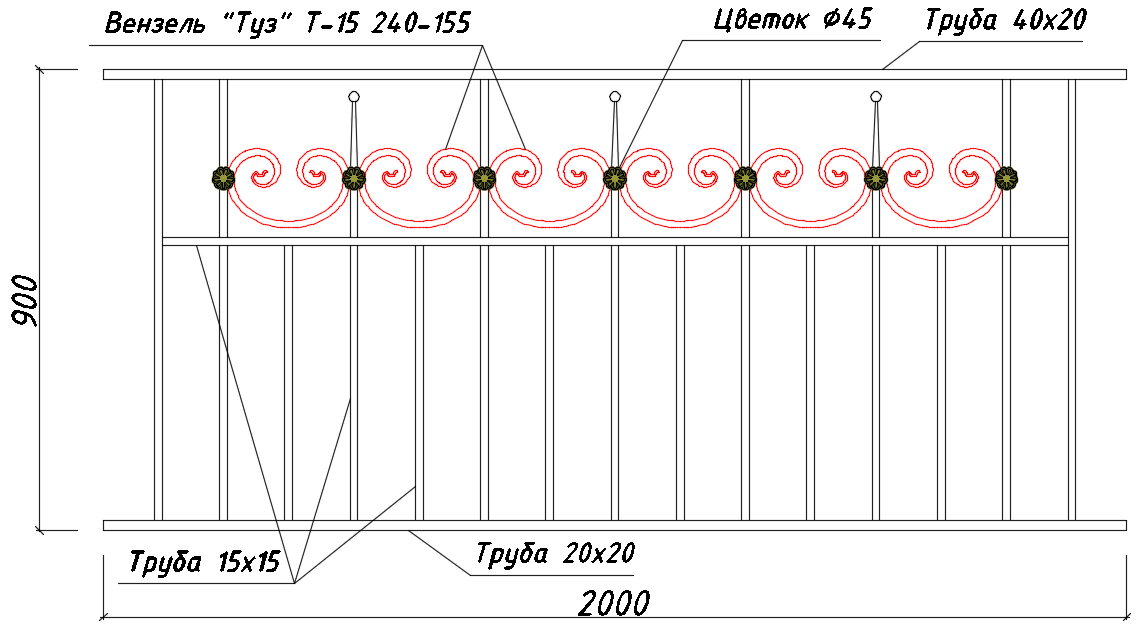 Вензель Туз Т15 240-155 в газонных ограждениях 02