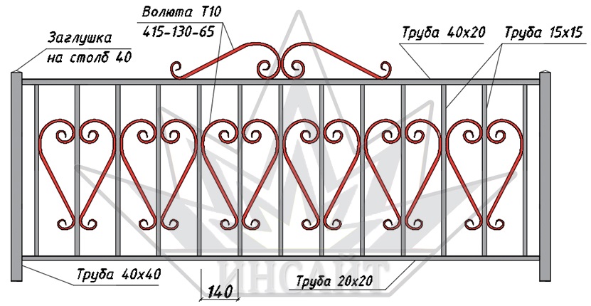 Волюта Т-10 415-130-65 в газонных ограждениях