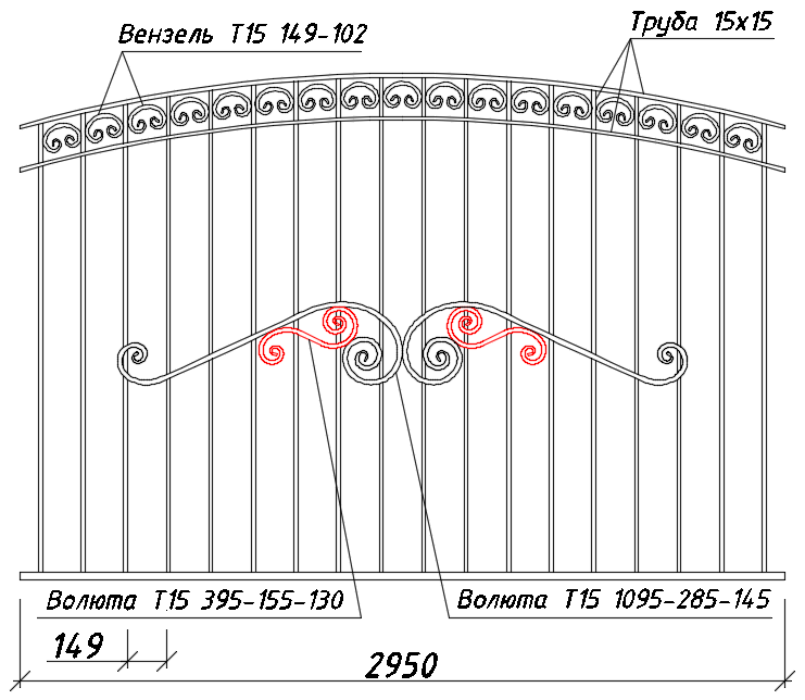 Волюта Т15 395-155-130 в заборах