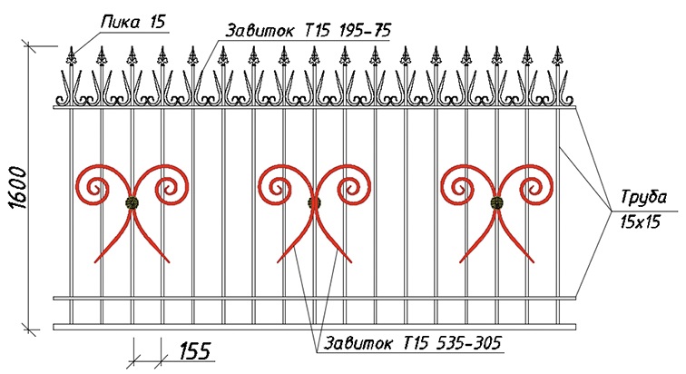 Завиток Т15 535-305 в заборах