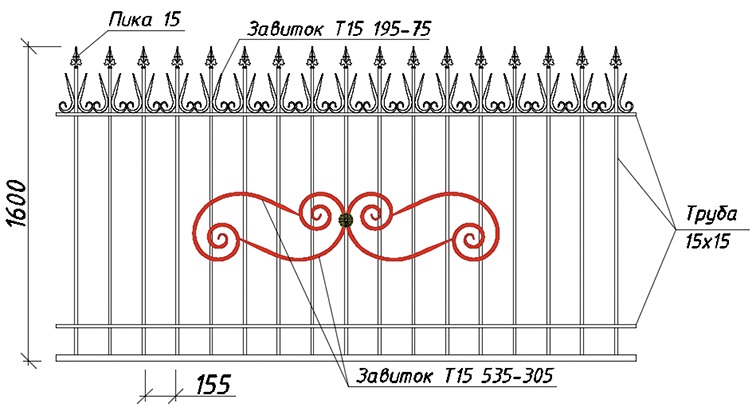 Завиток Т15 535-305 в заборах 0