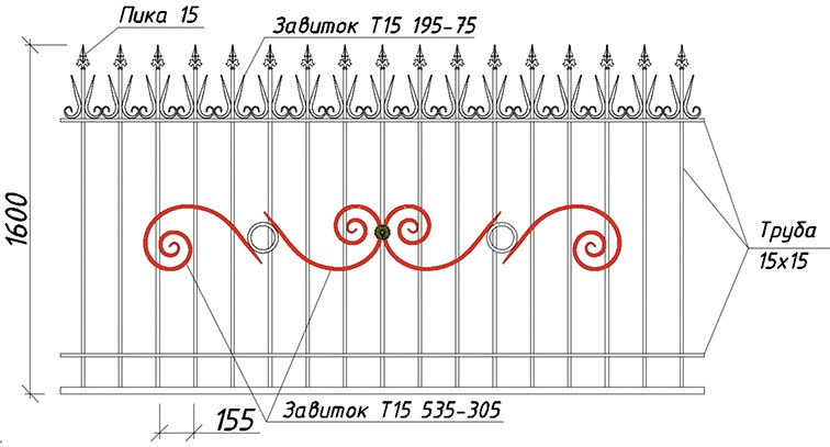 Завиток Т15 535-305 в заборах 04